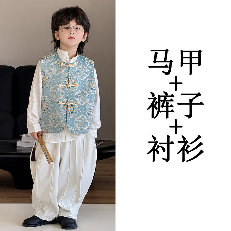 Костюм-тройка (25176 жилет + 25123 белые брюки + 25127 белая рубашка)