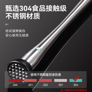 ✅ Milk Tea Shop 304 Stainless Steel Ice Hammer Juice Mashing Stick Hand-Made Lemon Tea Tool Ice-Breaking Hammer Juice Mashing