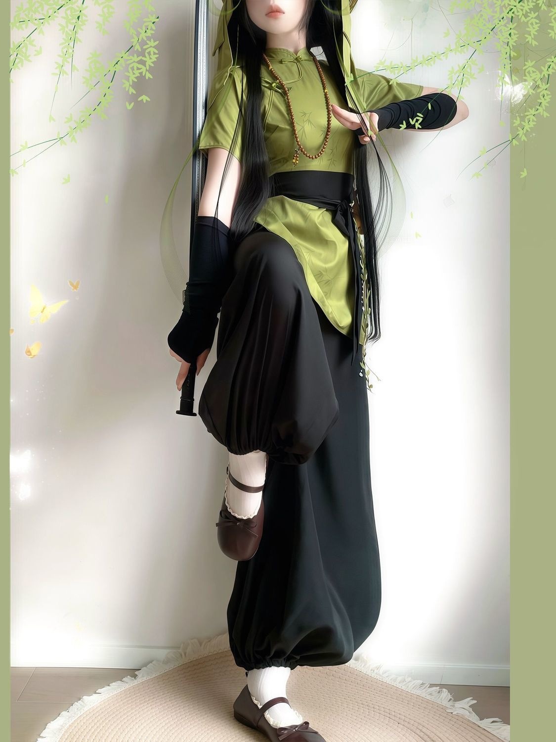 瑶池汉服女【孙尚香】cos大小姐旗袍灯笼裤印花日常武侠风小师妹