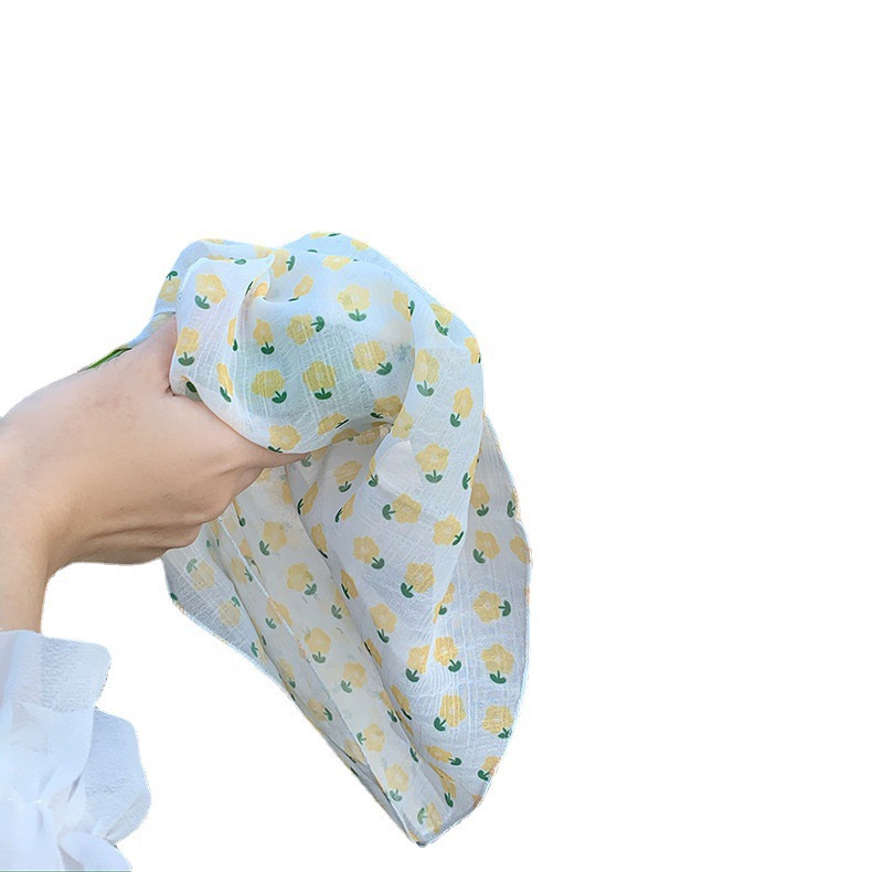 Fiestas de color bufandas de seda de flores cortadas correa de cabello para mujeres protector solar bufandas de playa de arena de sombra de sol nuevo tipo