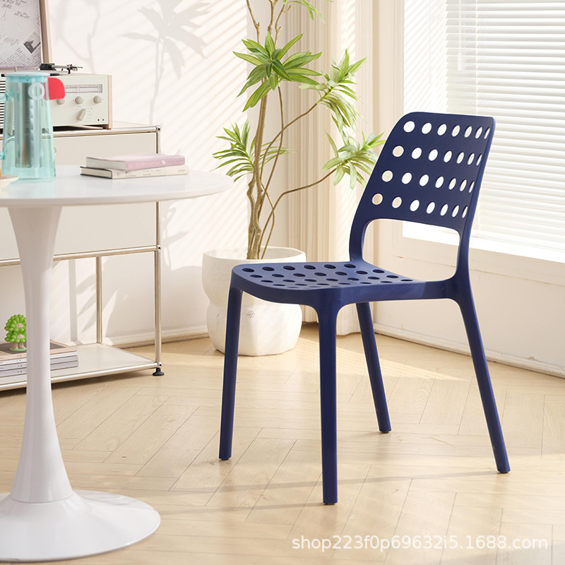 Dining Chair, Simple Household Thickened Plastic Chair, Stackable Backrest Chair, Internet Celebrity Creative Hole Chair, Commercial Milk Tea Chair Dining Chair, Simple Household Thickened Plastic Chair, Stackable Backrest Chair, Internet Celebrity Creative Hole Chair, Commercial Milk Tea Chair