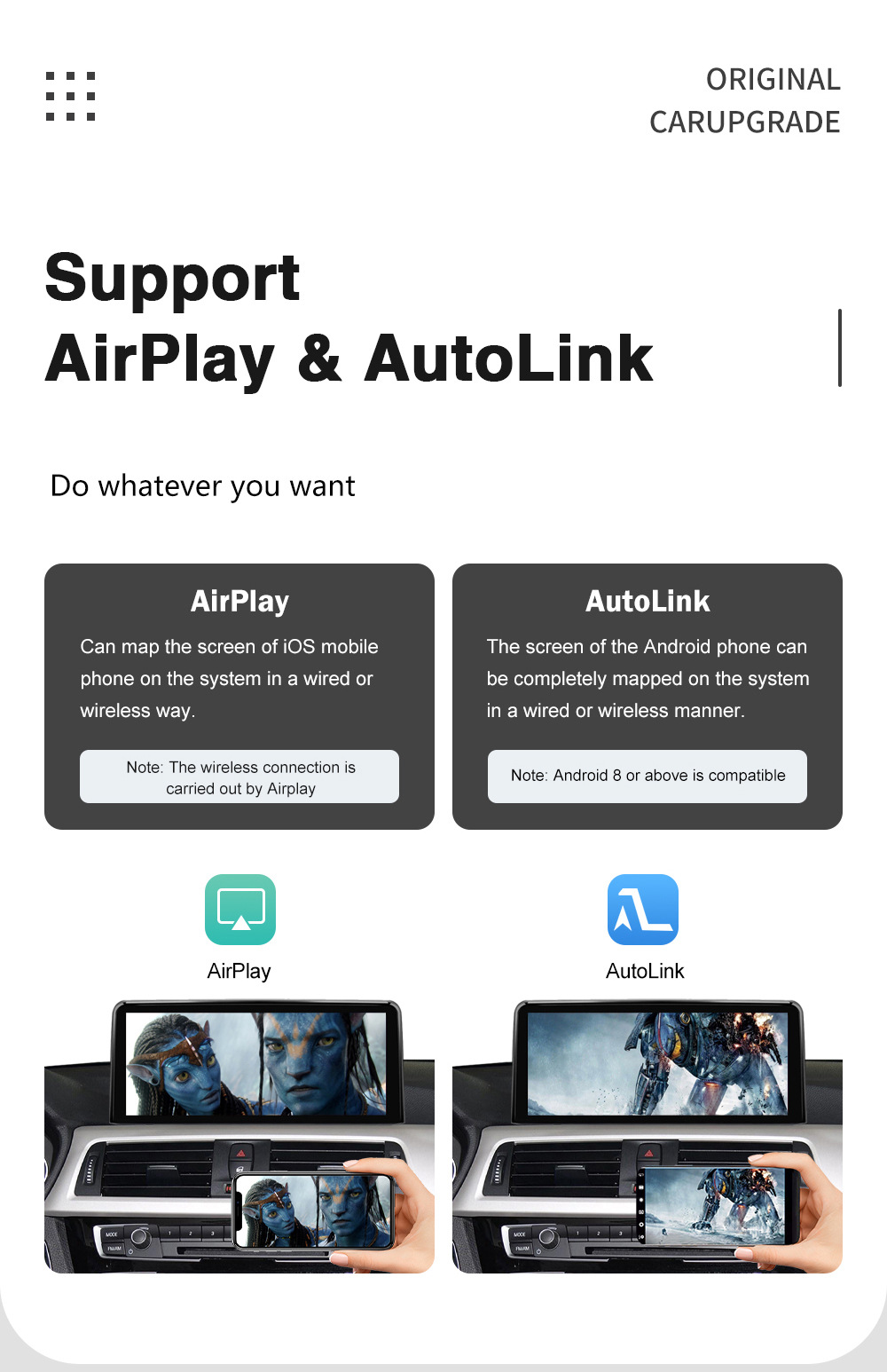 10.25 "Wireless CarPlay Display for 3 Series/4 Series NBT Radio Player Linux Touch Screen