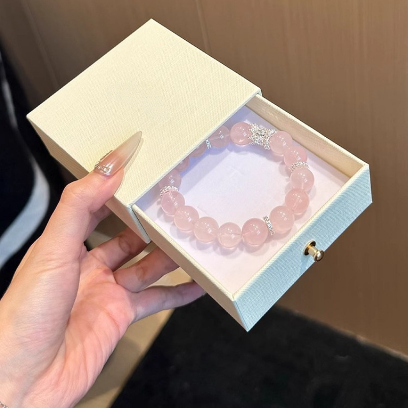 女性用の天然ピンククリスタルブレスレットアクセサリー、桃と富を引き寄せるビーズブレスレット、親友への高エネルギージュエリーギフト|undefined