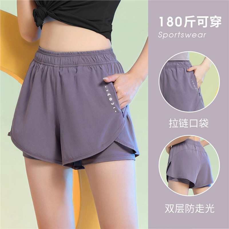 2026 Running Sports Summer Niche Two-In-One Anti-Exposure Three-Quarter Shorts Fitness Quick-Dry Breathable Yoga Hot Item