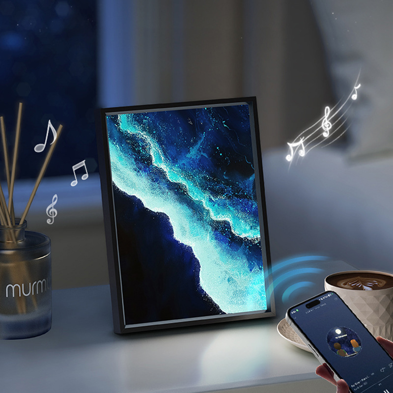 アルミニウム合金オーシャンウェーブオーディオペインティングスリーインワンBluetooth発光雰囲気装飾絵画玄関寝室カスタマイズ可能なパターン|undefined