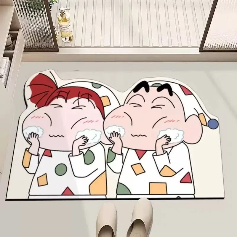 卡通可爱蜡笔小新硅藻泥地垫浴室防滑吸水脚垫入户耐脏易打理垫|undefined