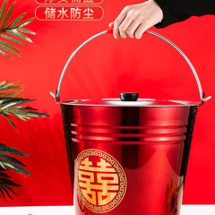 新娘红色结婚子孙桶喜桶婚庆用新居入伙陪嫁对不锈钢水桶物