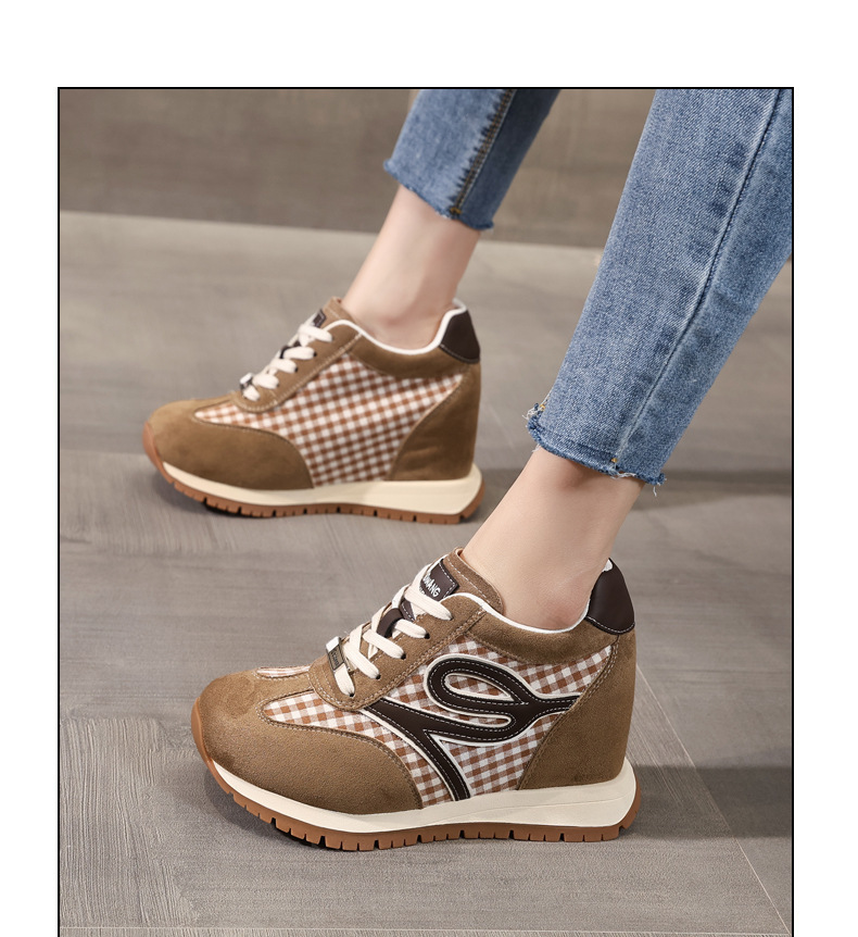 Giày sneaker nữ đế dày tăng chiều cao, phong cách thể thao giải trí — màu đen chi tiết 12