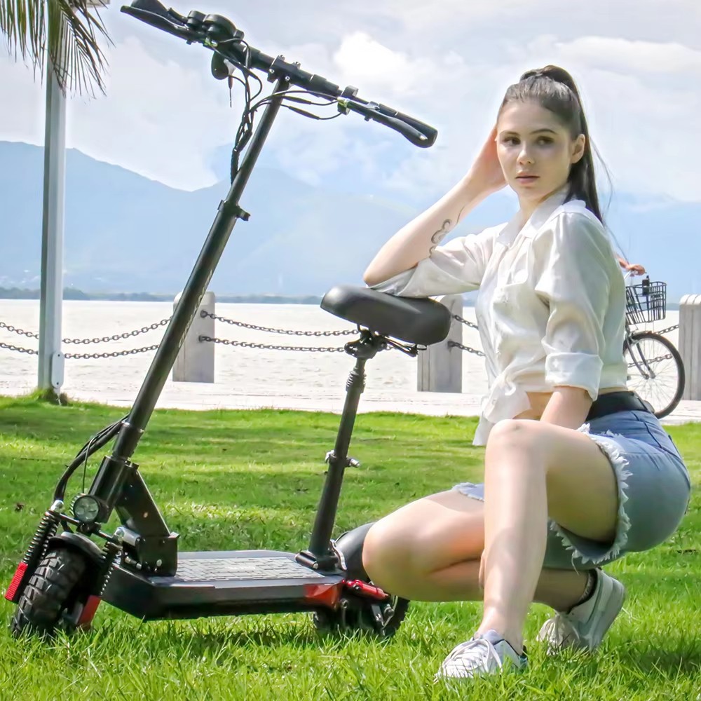 Off-Road Electric Scooter, Foldable Two-Wheeled Vehicle, Portable Mini Lithium Battery Scooter with Seat