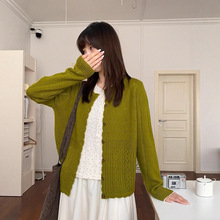 奶兔星球-自制 镂空毛衣小花边针织开衫外套女秋2025新款正肩上衣