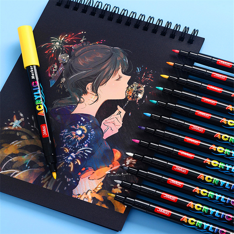 Lápiz de acrílico líquido directo transfronterizo puede plegar color lápiz de pintura impermeable para estudiantes de arte de pintura lápiz de acrílico de cabeza dura