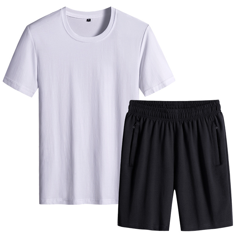 Trajes deportivos de algodón de verano para hombres delgados de mediana edad, trajes de verano para correr, trajes casuales, trajes deportivos sueltos para hombres