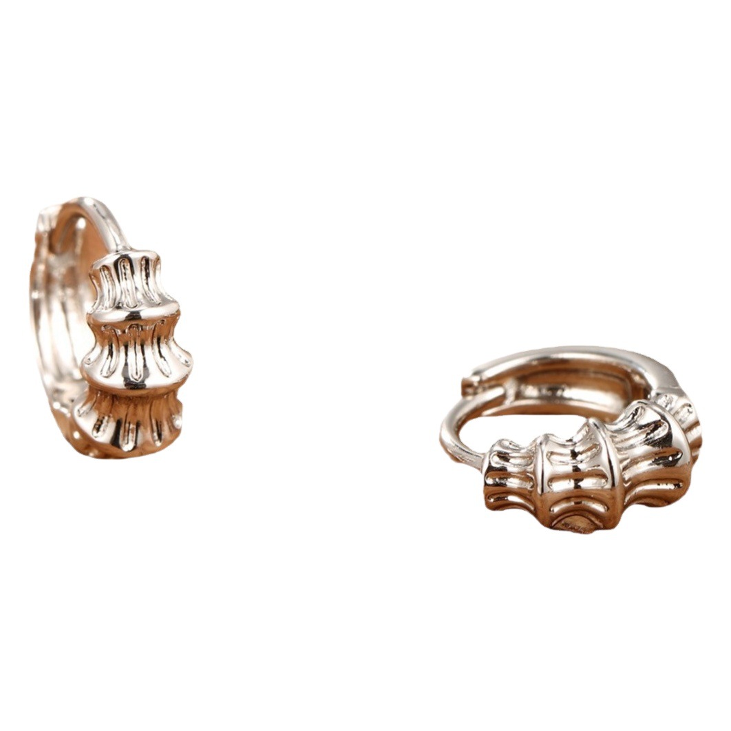 Joyería Xuping personalidad irregular anillo de bambú simple aretes de aretes de aretes ins aire frío nicho de diseño de aretes para mujeres