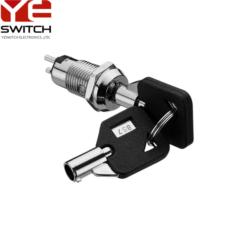 台湾制造短锁头12mm微型 两档圆孔钥匙开关