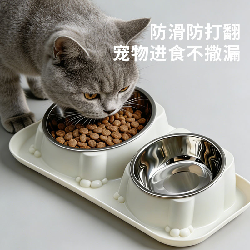 宠物防蚁碗不锈钢双碗猫碗护颈碗防漏食狗狗防打翻猫碗狗碗宠物碗