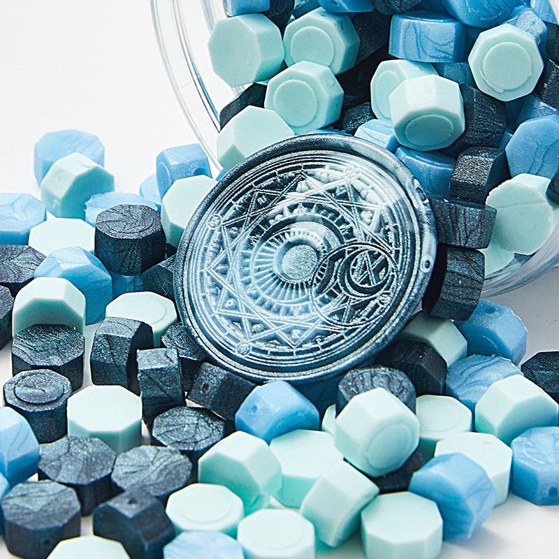 Cera de pintura al fuego, juego completo de sellos de pintura al fuego, octogonal, transparente, colorido, bolsa de colores mezclados, cera, venta al por mayor barata