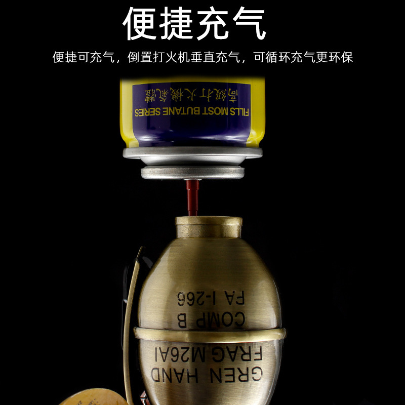 Zhonglong creativo inflable directo encendedor a prueba de viento llama roja adornos personales tabaco de metal al aire libre al por mayor