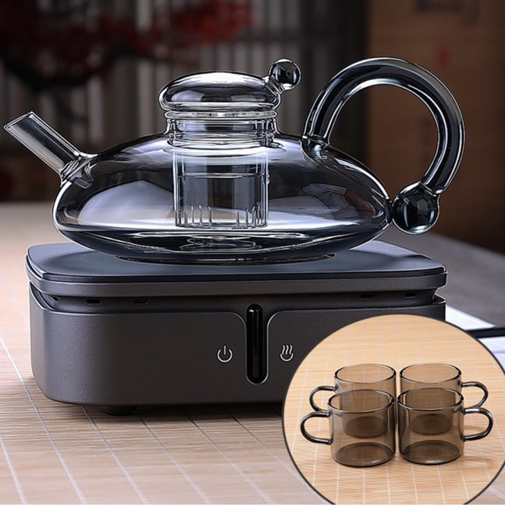 Tetera, vidrio resistente al calor, nueva tetera, té de flores domésticas, separación de agua, estufa de cerámica eléctrica, tetera, juego de té de lujo ligero