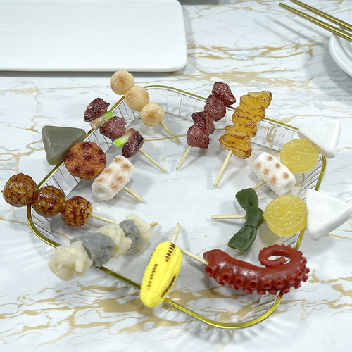 Internet celebrity Zibo barbecue model new simulation food keychain pvc pendant mutton skewers key chain