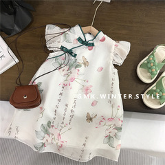 女童國風飛袖漢服夏裝新款洋氣連衣裙兒童夏季女孩新中式旗袍外貿