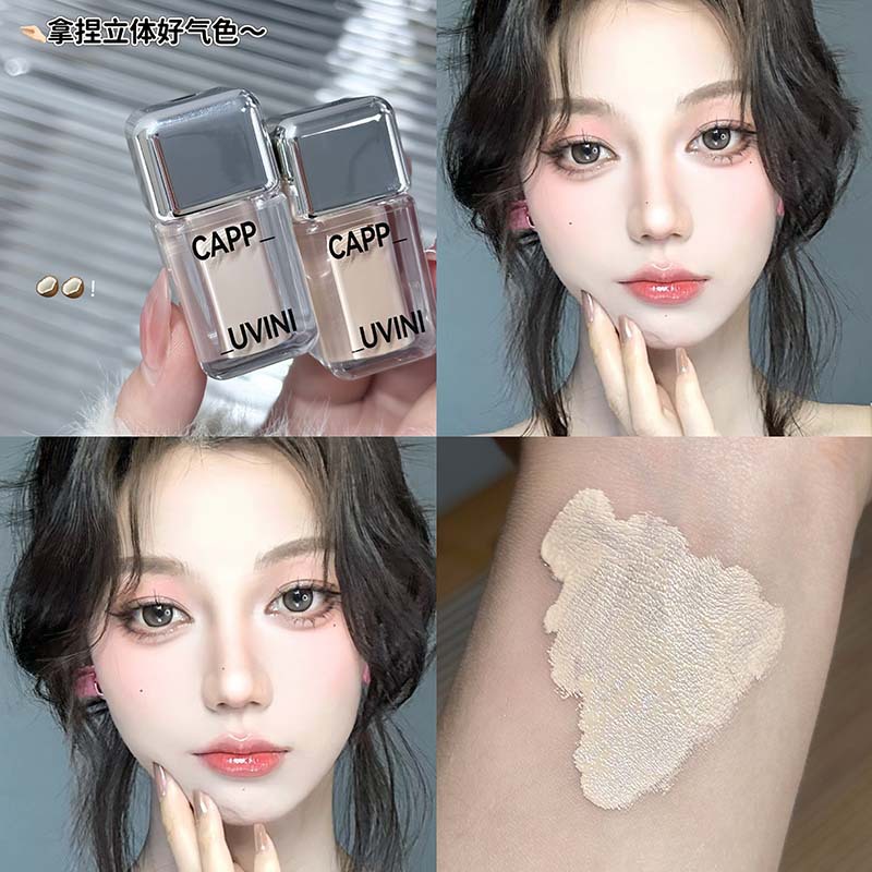 Cappuvini cristalino cubre los ojos oscuros, cubre la impresión de acné, mejora el brillo de la cara, maquillaje