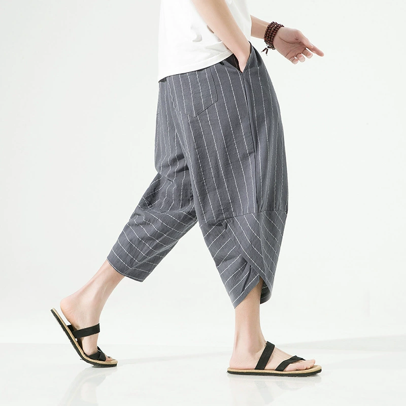 Summer Japanese trend trousers, cotton and linen, Chinese style, oversize