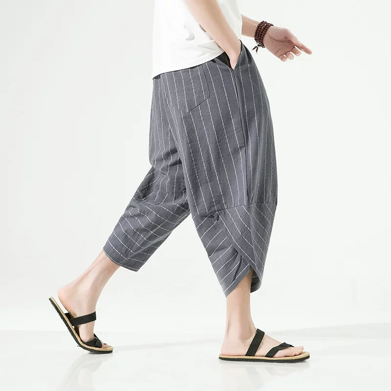 Summer Japanese trend trousers, cotton and linen, Chinese style, oversize
