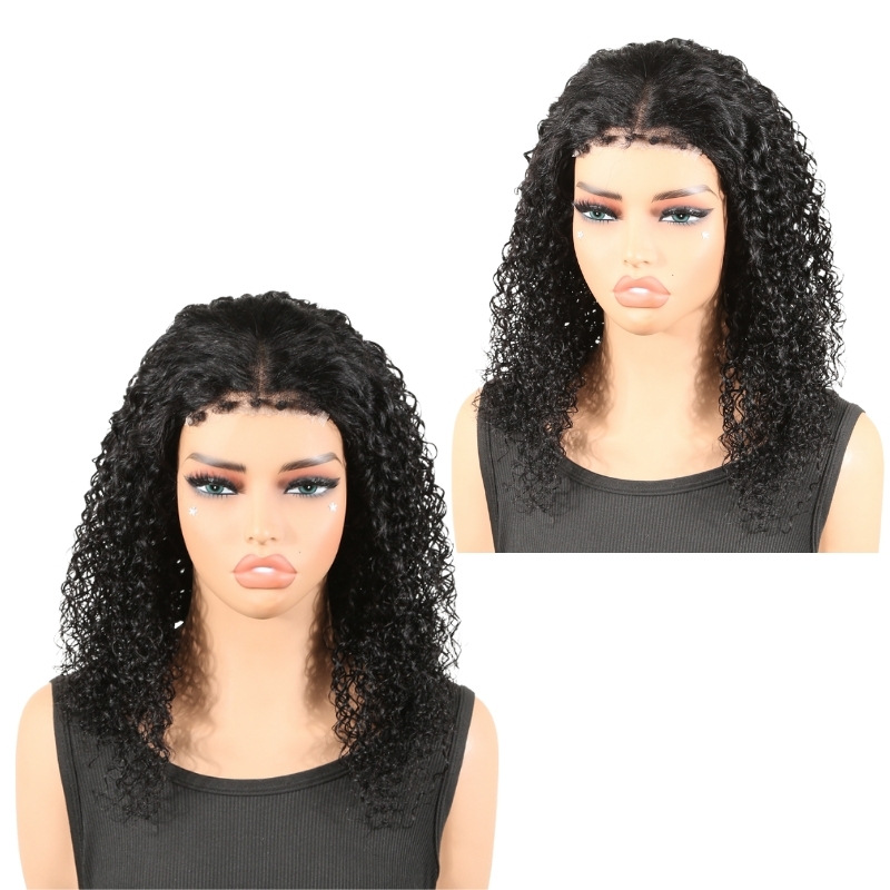 Kinky Curly 4C Edges Hairline 4x4 Lace Front Wigs Human Hair
