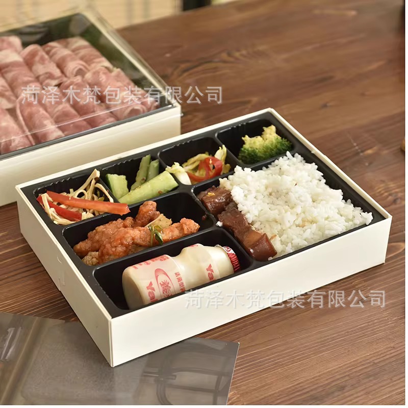 火锅食材九宫格木质拼盘餐盒一次性正方形户外露营韩式烤肉盒子