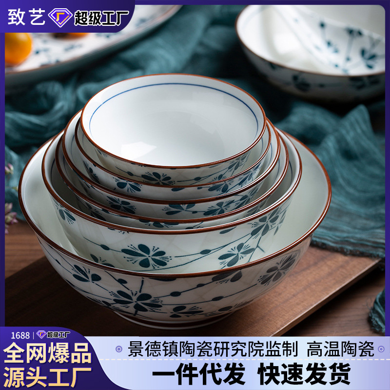 Conjunto de platos de fábrica de platos de arroz domésticos simple tazón japonés esmaltado tazón de sopa de color platos de cerámica platos de cubierta platos