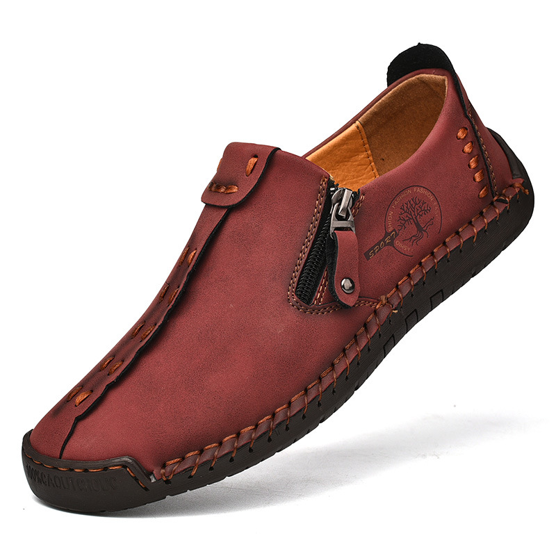 Nuevos zapatos casuales de primavera transfronterizos zapatos de cuero con cremallera de tamaño grande para hombres zapatos de Lefour de tamaño grande hechos a mano image 9