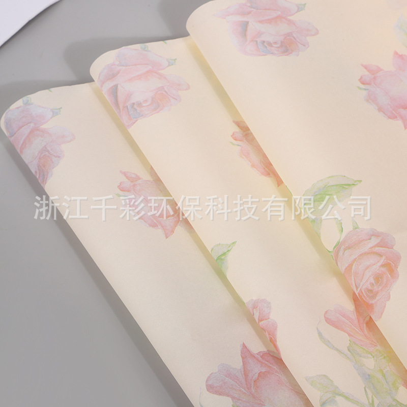 Papel de embalaje de impresión de Rosa dulce de estilo coreano papel de embalaje de flores frescas caja de regalo forro a prueba de humedad suministros de papel de almohadilla