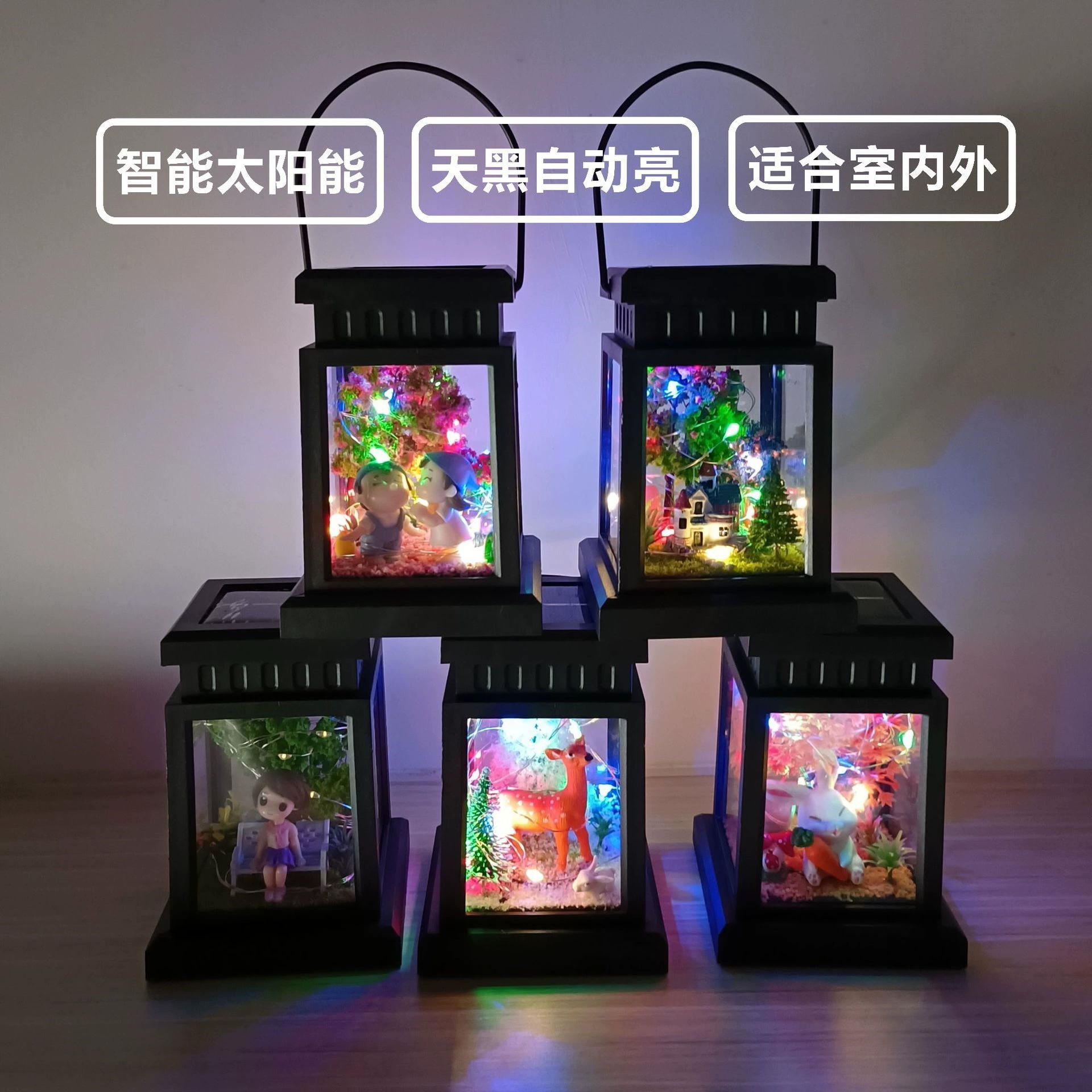 Амазонка Рождество Горячий Солнечный маленький дворцовый светильник Открытый Светодиодный медный провод маленький фонарь Творческий портативный ветряной фонарь