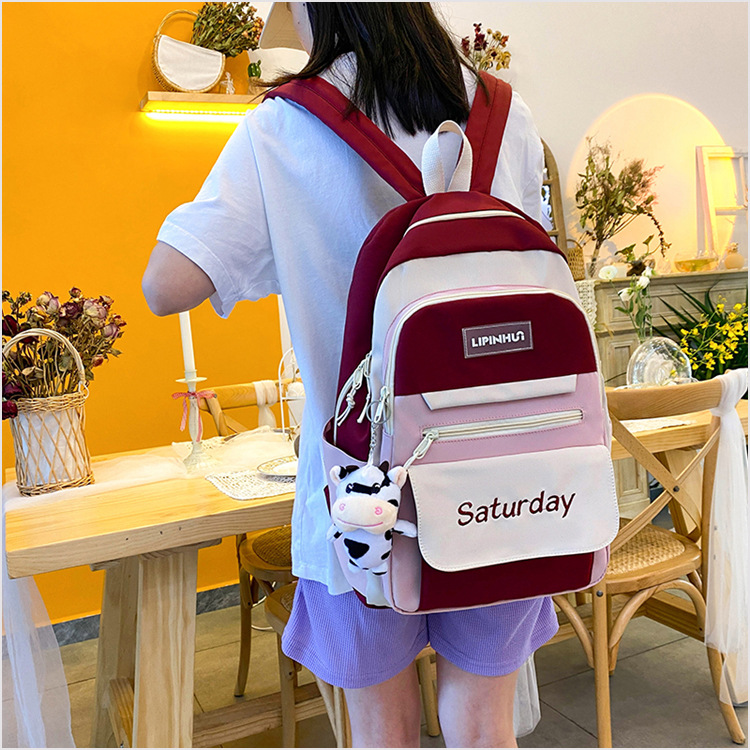 Korean Large Capacity Candy Color Embroidery Backpack Wholesale Nihaojewelry display picture 15