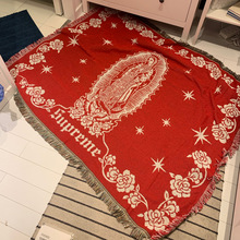 沙發毯床蓋毯午睡北歐風潮流披肩個性時尚針織編織大紅色裝飾掛毯