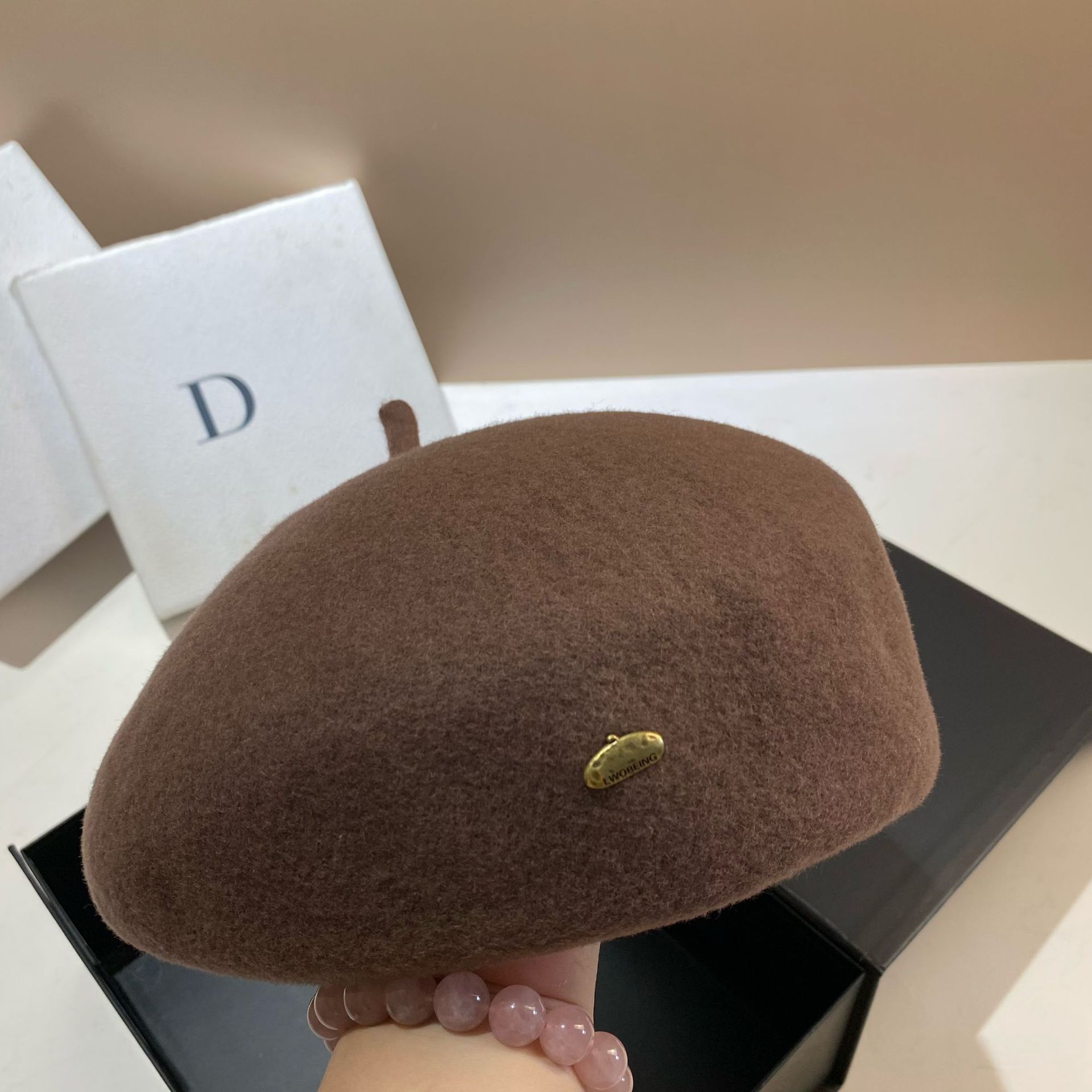 Hochwertige Baskenmütze aus Wolle, koreanische Version, dreidimensionaler Flugbegleiterhut im Promi-Stil, modisch und_voghion.com