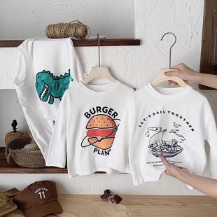 100% Cotton Children's Long Sleeve T-Shirt Spring and Autumn Casual Inner Top Autumn Cartoon Printed Base Shirt