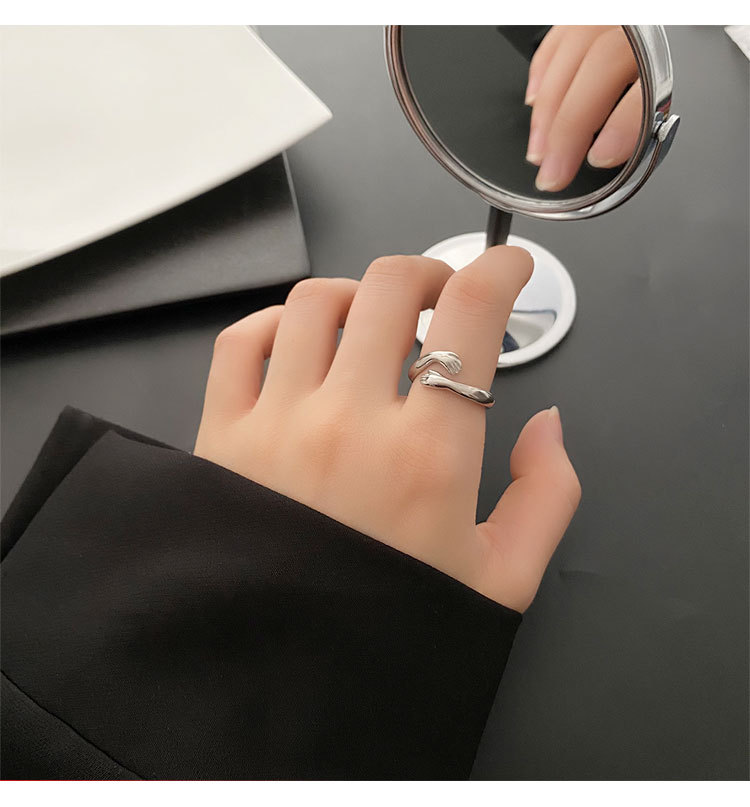 Novelty Style Vacuum Plating Real Gold Plated 18K Gold Gold Plating Silver Plated Hand 304 Stainless Steel Novelty Waterproof Non Tarnish Open Ring