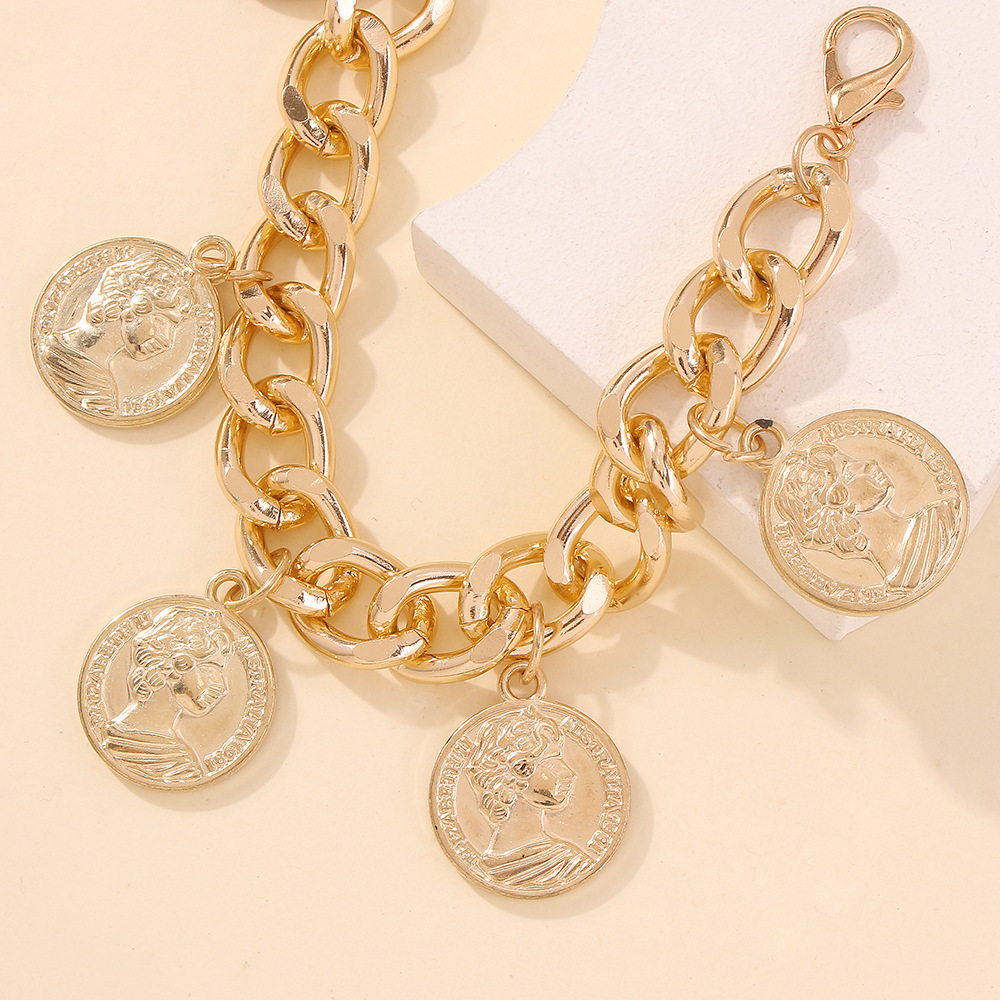 Fashion Thick Chain Like Coin Geometric Bracelet display picture 4