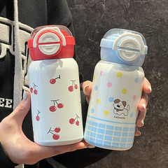 大容量保温カップ女子児童ストローカップ高颜値ステンレス水筒小学生通学専用水筒