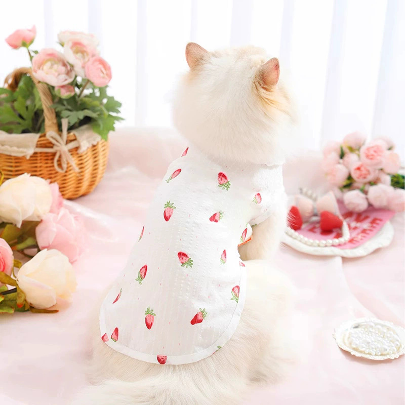 Ropa de mascotas primavera y verano delgada chaleco fresco pequeño y mediano perros gatos de pelea peluche más cómodo que osos transpirables al por mayor