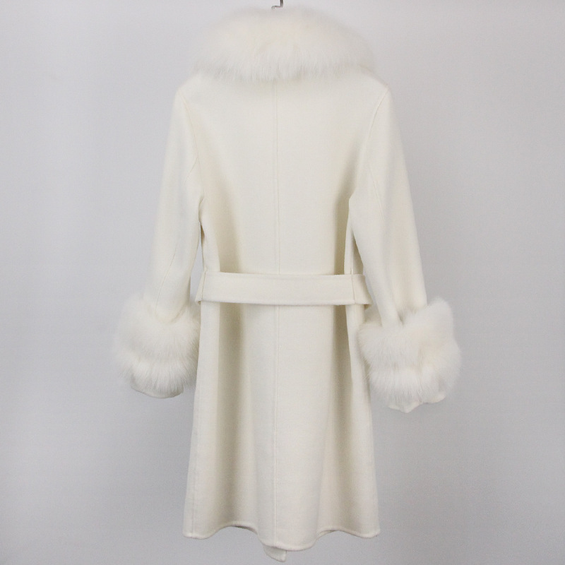Abbigliamento da donna Cappotto in cashmere double face con pelliccia per donna Autunno e inverno Colletto da completo Caldo e sottile Cappotto in lana di alta qualità per donna_voghion.com