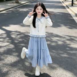 女童秋季套装儿童2026新款秋洋气穿搭女孩秋装女大童针织衫半身裙