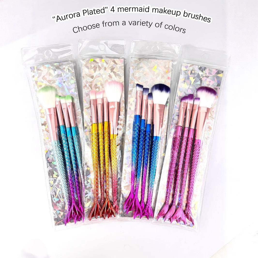 Mermaid Gradiente Eye Makeup Brush Bolsa de pvc Pincel de maquillaje de cola de pez dividida Pincel de mancha Venta caliente transfronteriza