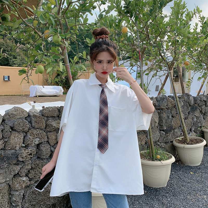 Summer Short-Sleeved White Shirt for Female Students Loose Outer Wear Salt Spring Shirt Tops for Women Fashionable 2022 New Style