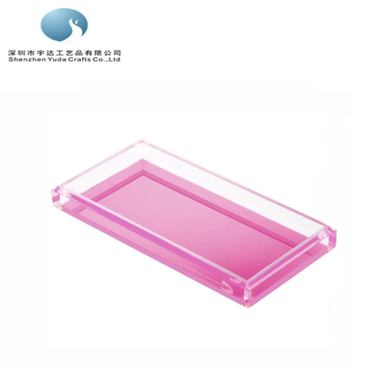 亚克力长方形家庭茶杯托盘 20x25x3餐厅酒杯托盘荧光酒店卫浴托盘