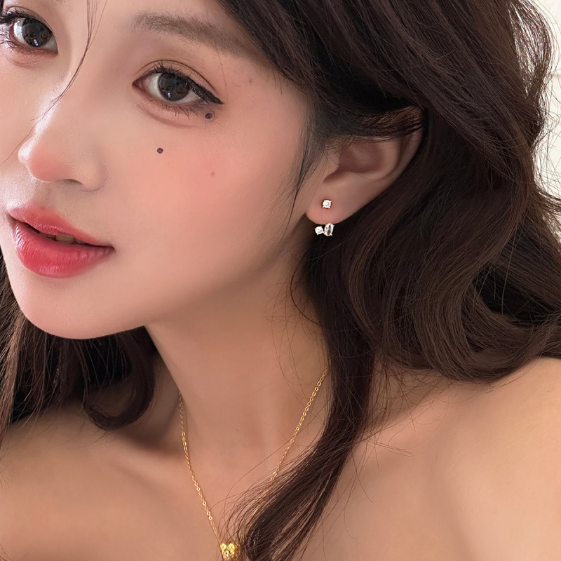 后挂式锆石银针耳钉女小众设计感气质冷淡风耳环时尚百搭轻奢耳饰|undefined