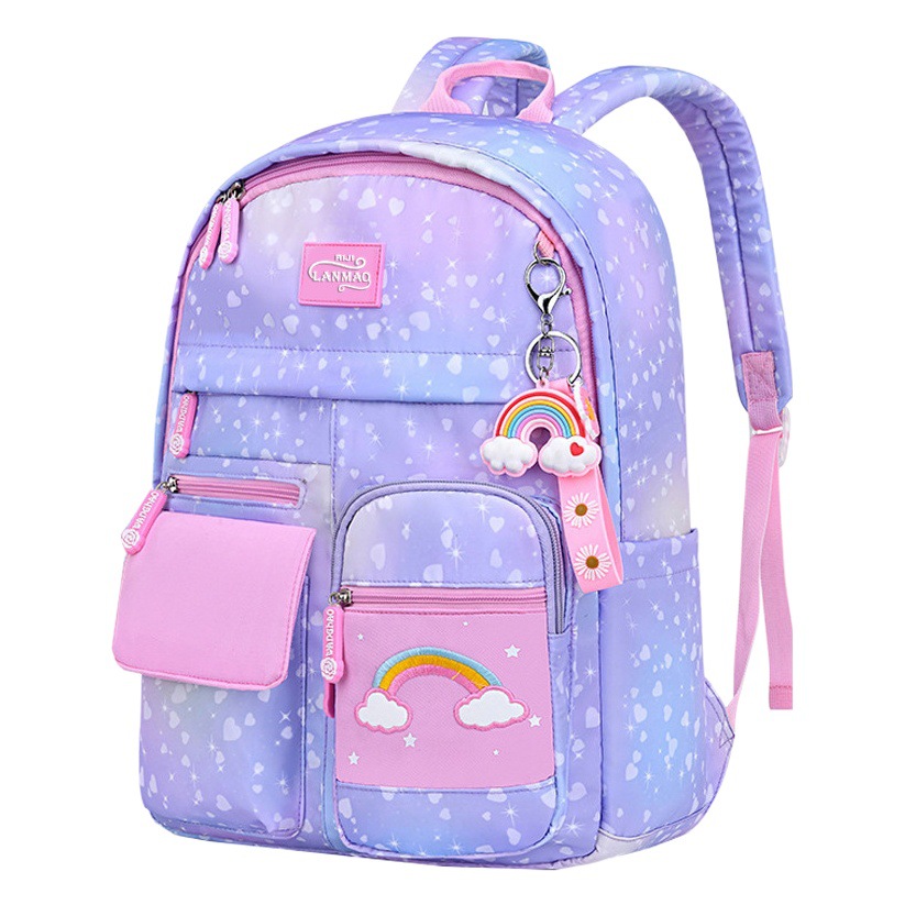 2025 New Children's Primary School Girls School Bags Princess Burden-Reducing Backpack Girls Lightweight Burden-Reducing Printed Logo