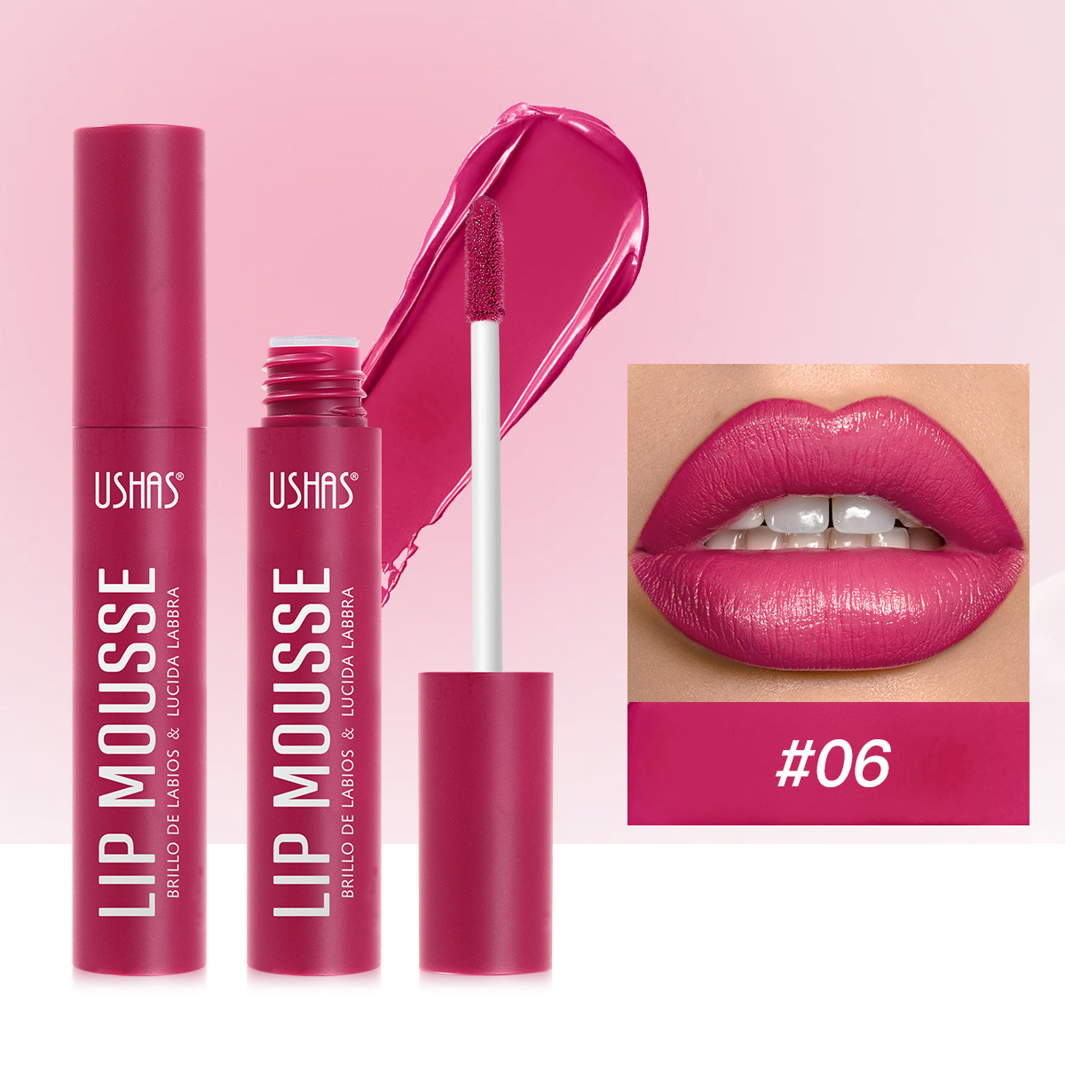 USHAS transfronterizo europeo y americano ahora mate de larga duración impermeable fino flash Amazon venta caliente esmalte de labios UC033A B