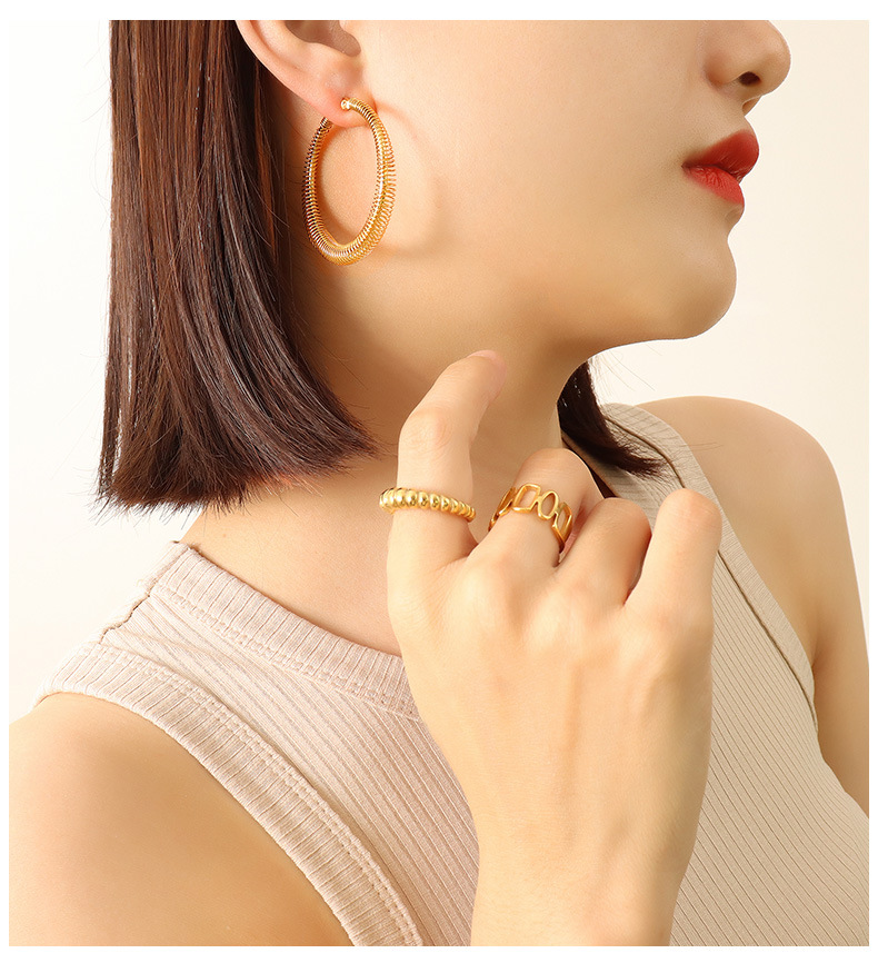 simple geometric round oval earrings titanium steel plated 18k gold earrings